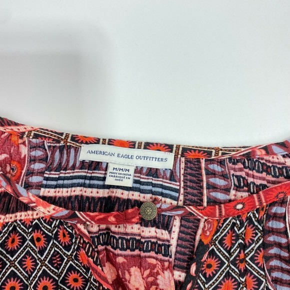 American Eagle Outfitters Cold Shoulder Dress Multicolor Patchwork Boho Medium M - Picture 4 of 11